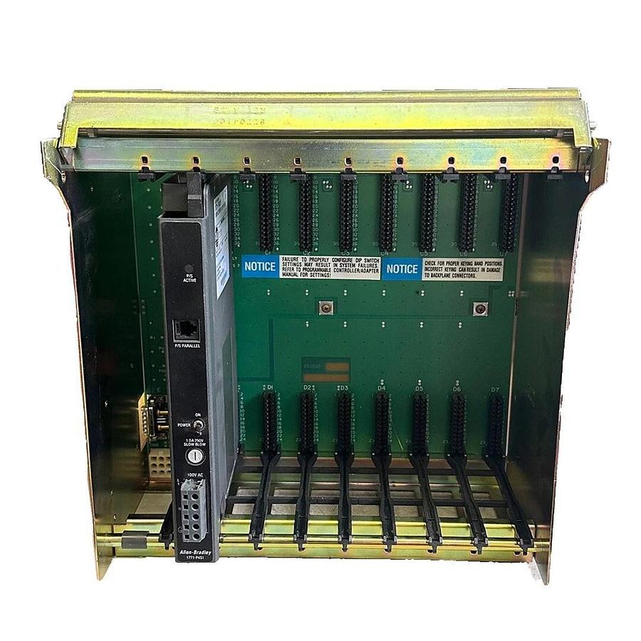 Used ALLEN BRADLEY 1771-A2B /B PLC-5 8-SLOT I/O CHASSIS W/ 1771-P4S1 /B POWER SUPPLY