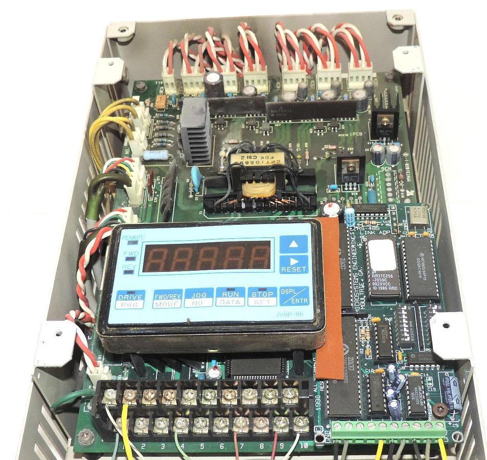 Used SAFETRONICS CIMR-H2.2G2-E-10 DRIVE 460V MFR. CODE E480861, CIMRH22G2E10