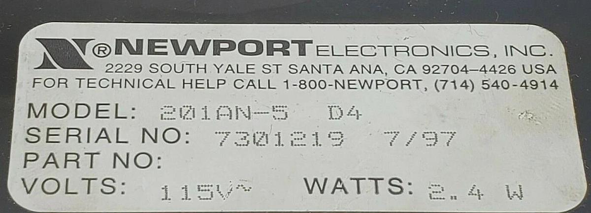 Used NEWPORT ELECTRONICS 201AN-5 DIGITAL VOLTAGE METER 115V 2.4W *MISSING FACEPLATE*