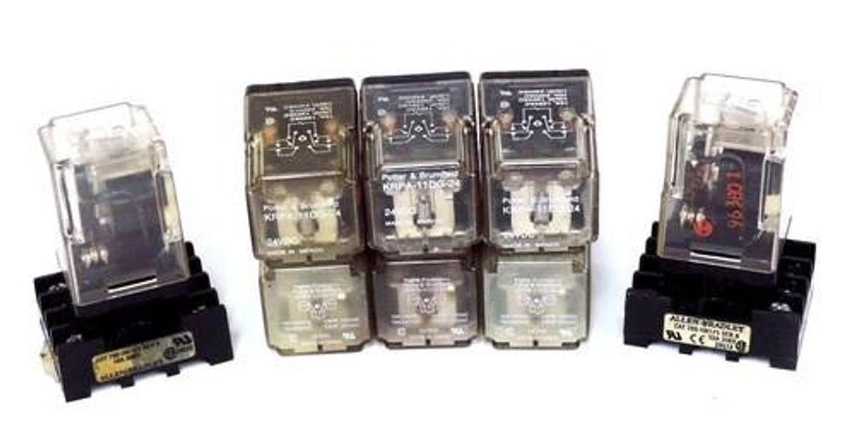 Used LOT OF 8 POTTER & BRUMFIELD KRPA-11DG-24 RELAYS TWO W/ 700-HN125 SER A BASES