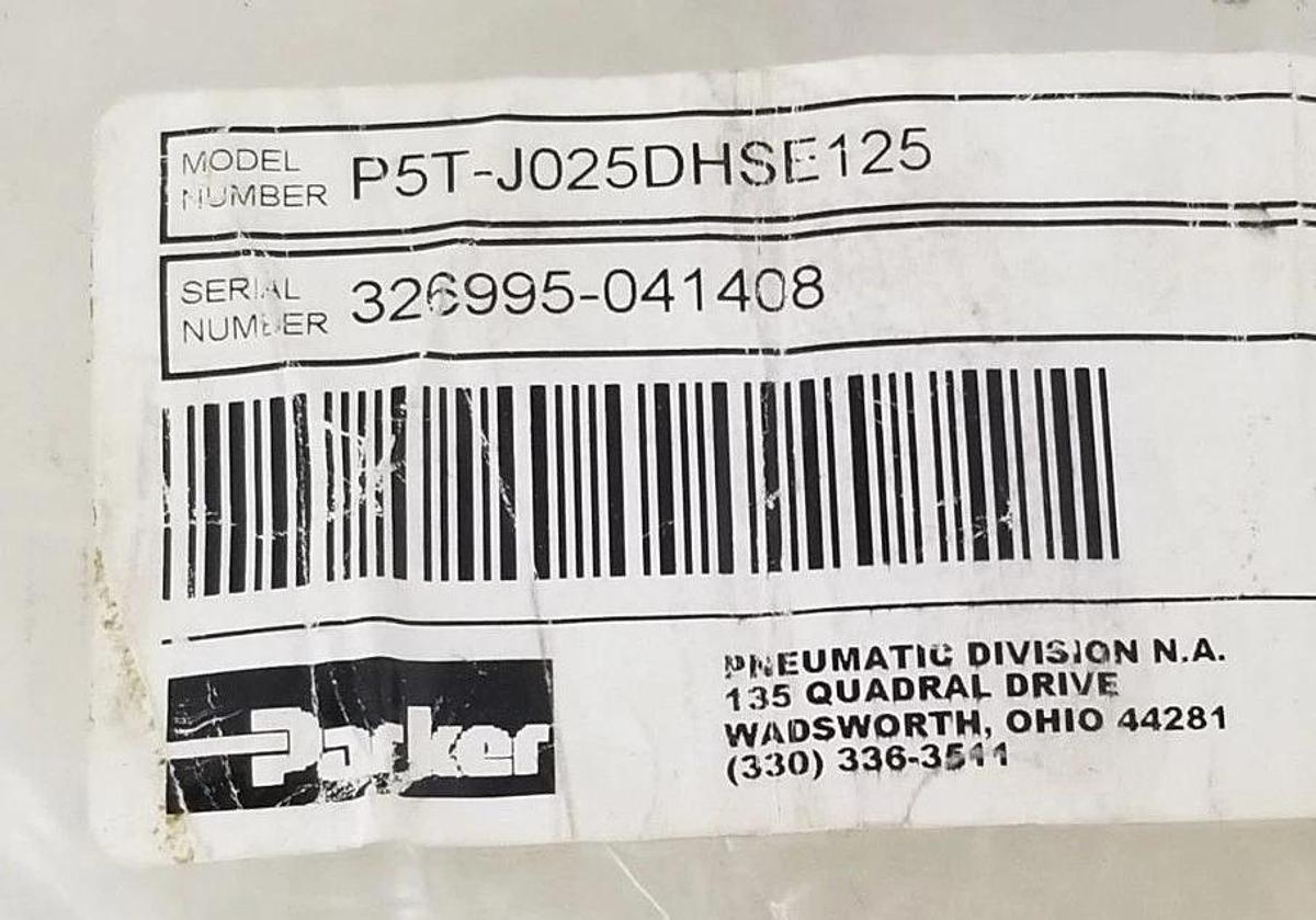 Used NEW PARKER PNEUMATIC P5T-J025DHSE125 SHORT STROKE THRUSTER CYLINDER 145PSI