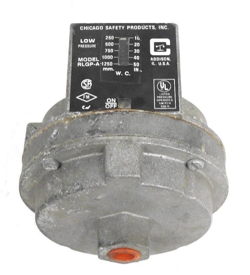 Used CHICAGO SAFETY PRODUCTS RLGP-A LOW PRESSURE SWITCH, 10-50IN, 250-1250MM