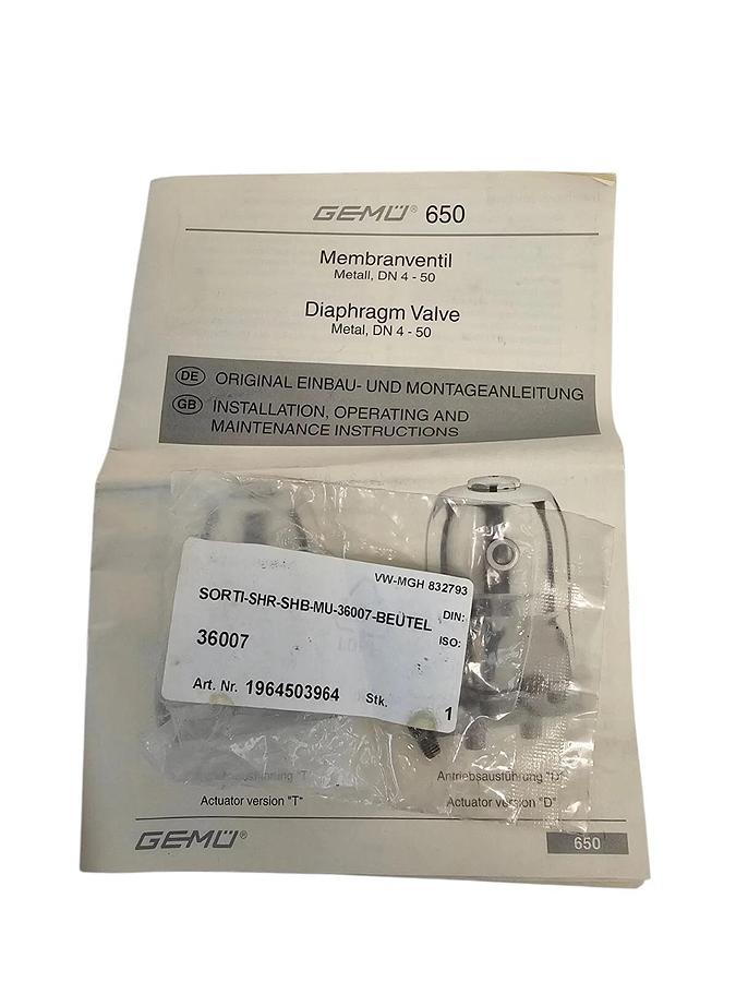 NIB GEMU 9650 10D 1311T1 ACTUATOR DIAPHRAGM VALVE 99017272-6439869 0001