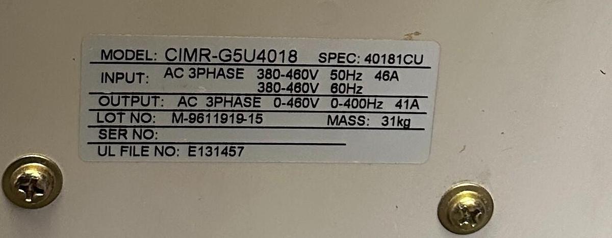 Used Yaskawa Magnetek EMS CIMR-G5U4018 AC Drive 30HP 460V 3PH 40181CU 4041-FVG+ USPI
