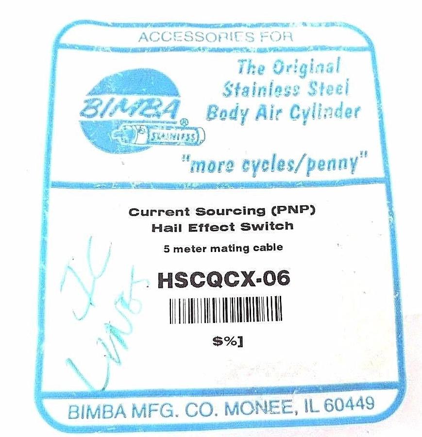 NIB BIMBA HSCQCX-06 HALL EFFECT SWITCH 5 METER MATING CABLE W/ D-35875-8