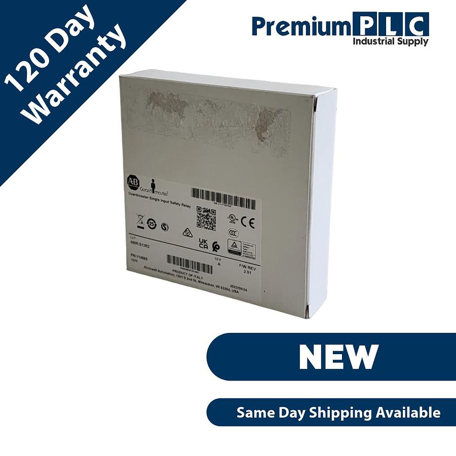 NEW ALLEN BRADLEY 440R-S13R2 /A GUARDMASTER SINGLE INPUT SAFETY RELAY F/W 2.01
