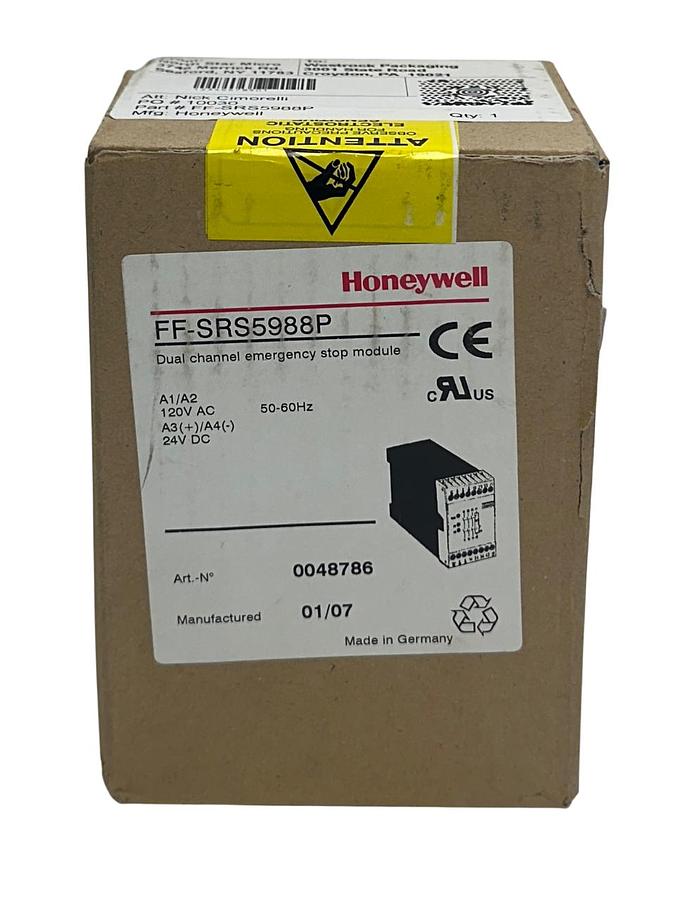 Used HONEYWELL FF-SRS5988P / FFSRS5988P DUAL CHANNEL EMERGENCY STOP MODULE 120V NSMP