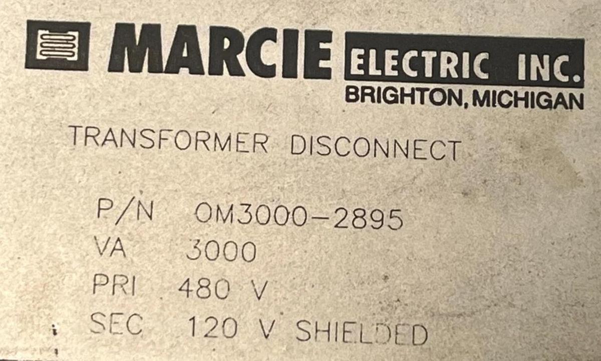 Marcie Electric OM3000-2895 Transformer Disconnect Enclosure 3kVA 480V to 120V