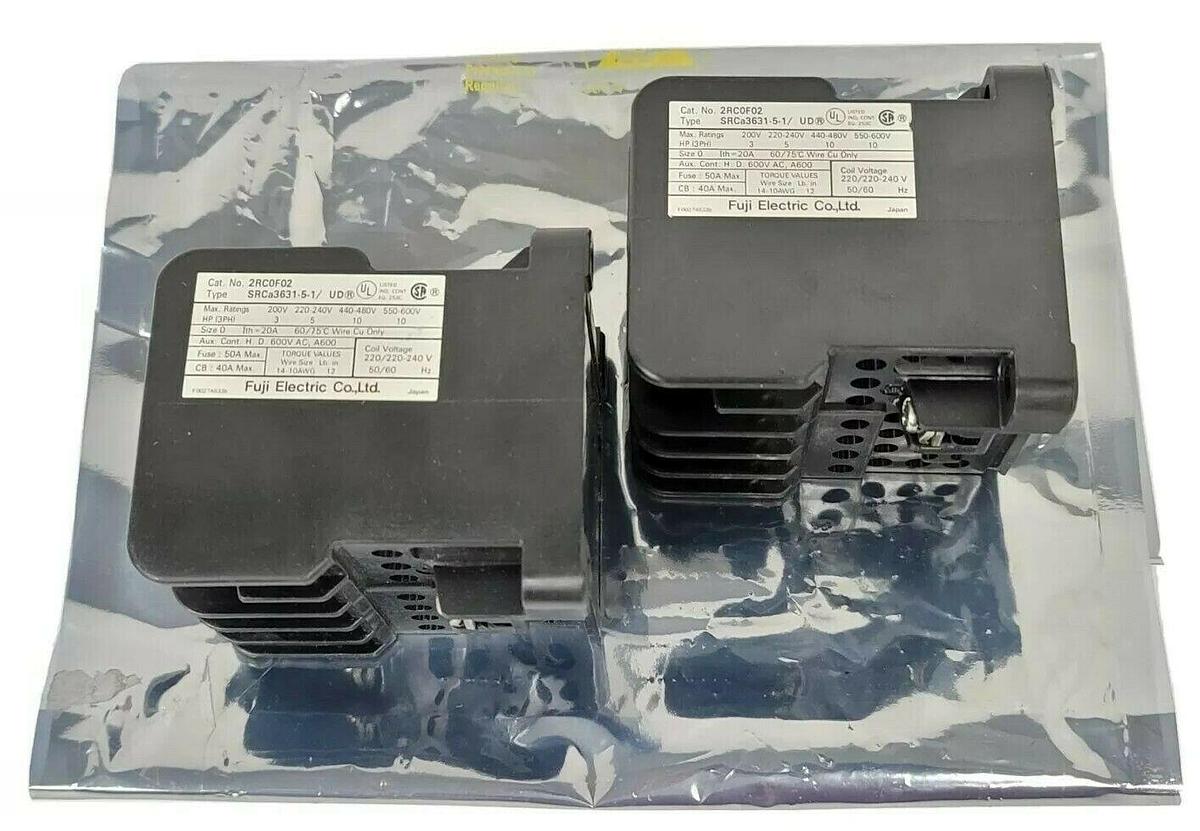 Used LOT OF 2 NEW FUJI ELECTRIC SRCA3631-5-1/UD CONTACTORS CAT. NO. 2RCOF02