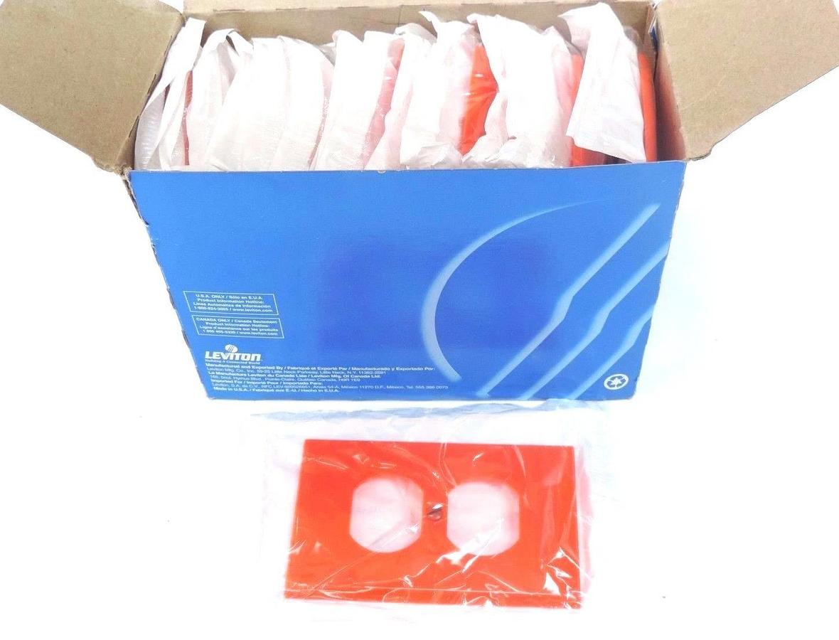 Used BOX OF 20 NEW LEVITON 80703-ORG ORANGE STANDARD THERMOPLASTIC WALLPLATES
