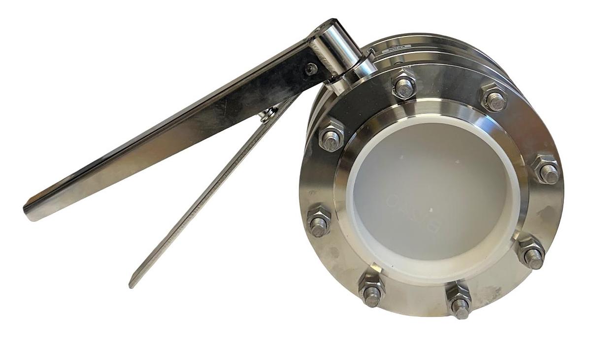 Used KIESELMANN 4310125130-021 / 4310125130021 FLANGED BUTTERFLY VALVE DN125 SS NSNP