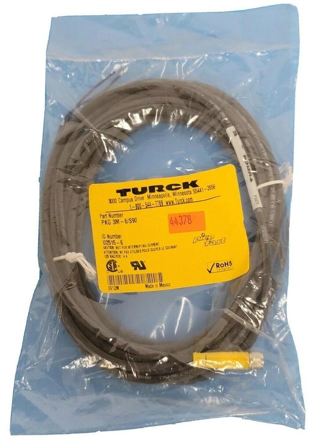 Used NEW TURCK PKG 3M-6/S90 MOLDED CORDSET PICOFAST SERIES IDENT. NO. U2515-6