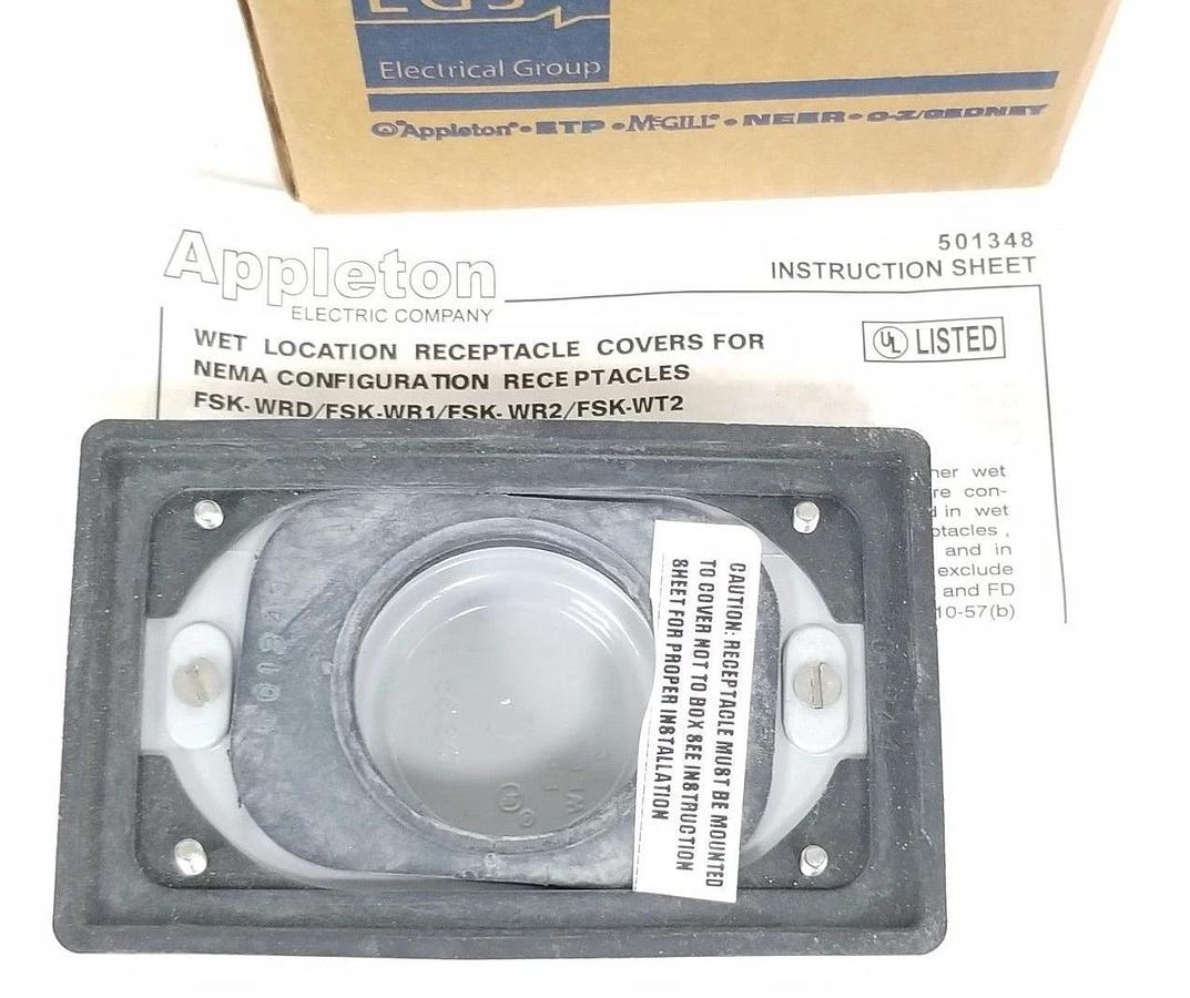 Used NIB APPLETON FSK-WR2 ALUMINUM WET-LOCK WEATHERPROOF RECEPTACLE COVER, FSKWR2