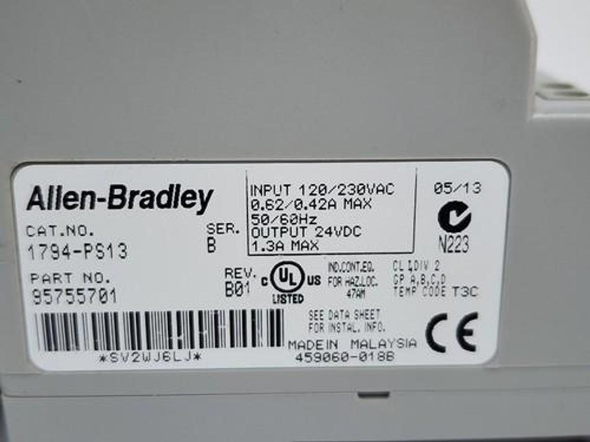 Used LOT OF 3 ALLEN BRADLEY 1794-PS13 SER. B REV. B01 FLEX I/O POWER SUPPLY MODULES