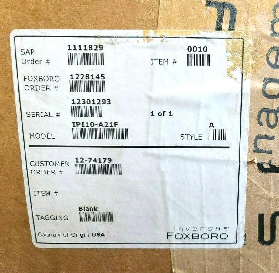 Used NEW FOXBORO IPI10-A21F / IPI10A21F PRESSURE TRANSMITTER W/ MOUNTING HARDWARE