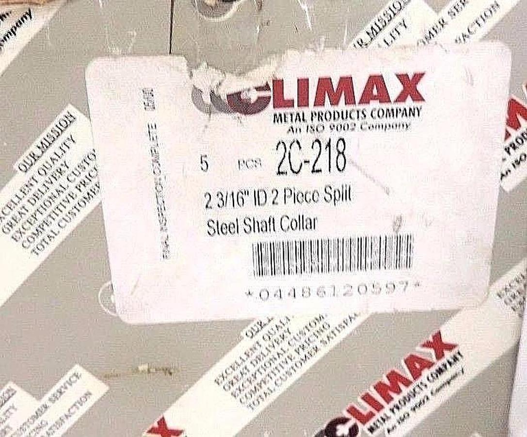 Used NIB CLIMAX 2C-218, 2 3/16" ID 2 PIECE SPLIT STEEL SHAFT COLLAR - 5 PCS