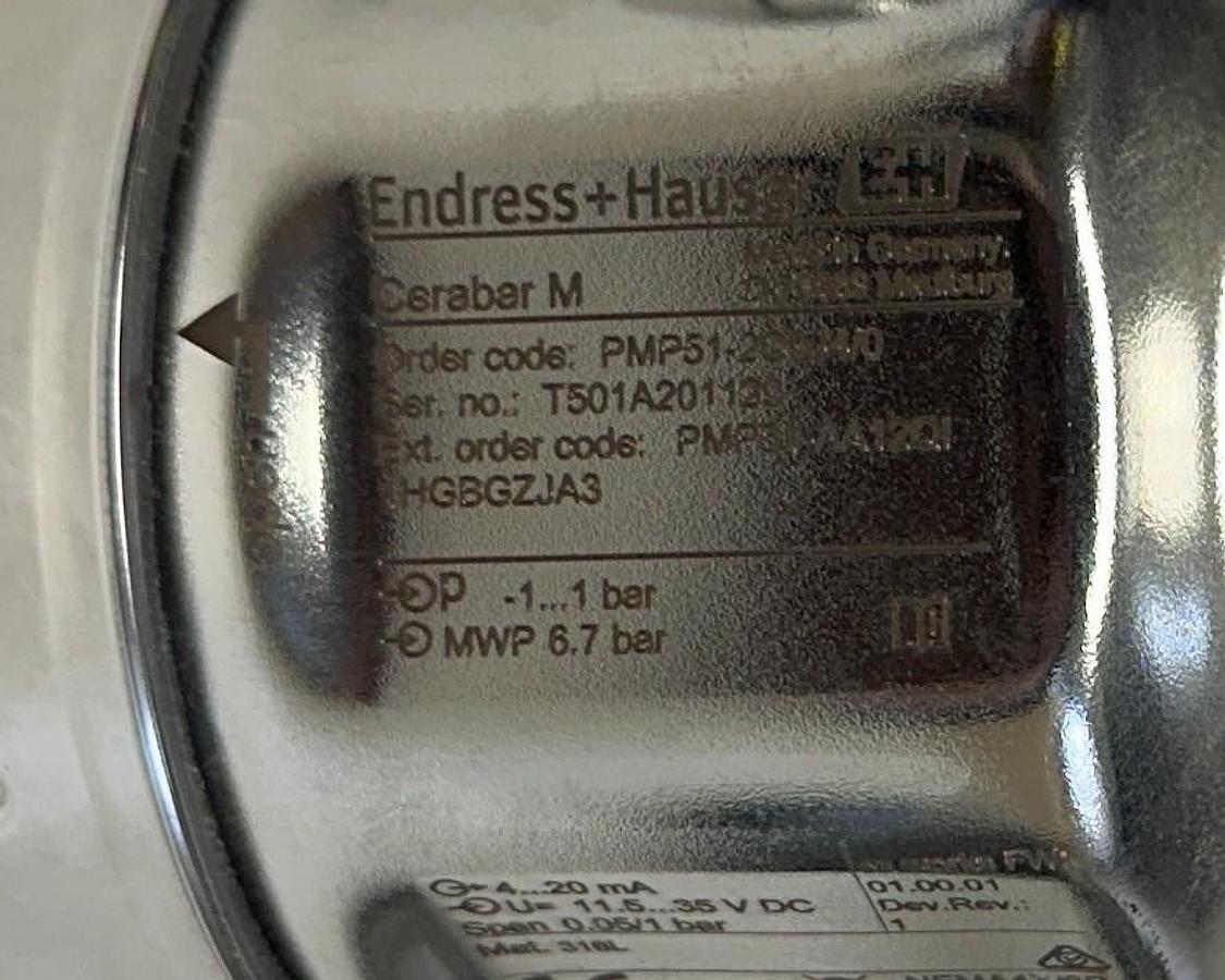 Used ENDRESS+HAUSER PMP51-2C9J4/0 / PMP51-AA12QI1HGBGZJA3 Cerabar M TRANSMITTER NSNP