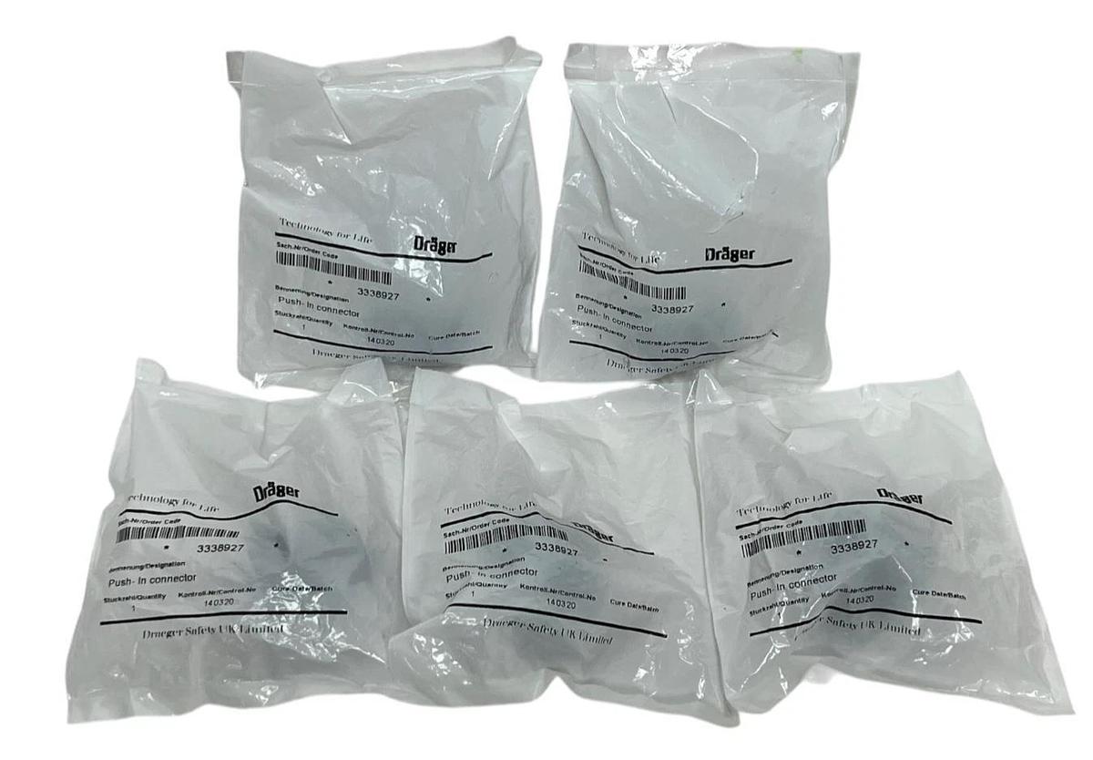 Used LOT OF 5 Dräger 3338927 Push-In Connector for SCBA / Breathing App, NSFS