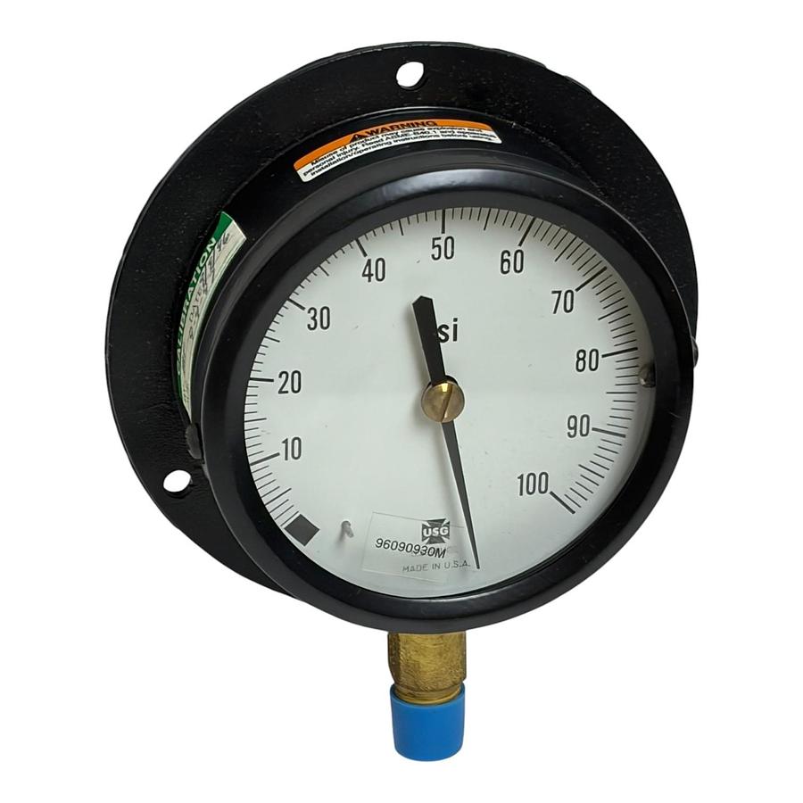Used Ametek USG 5801 Pressure Gauge 0-100 PSI 3-1/2 Face 1/4 ANPT LM Flanged - New
