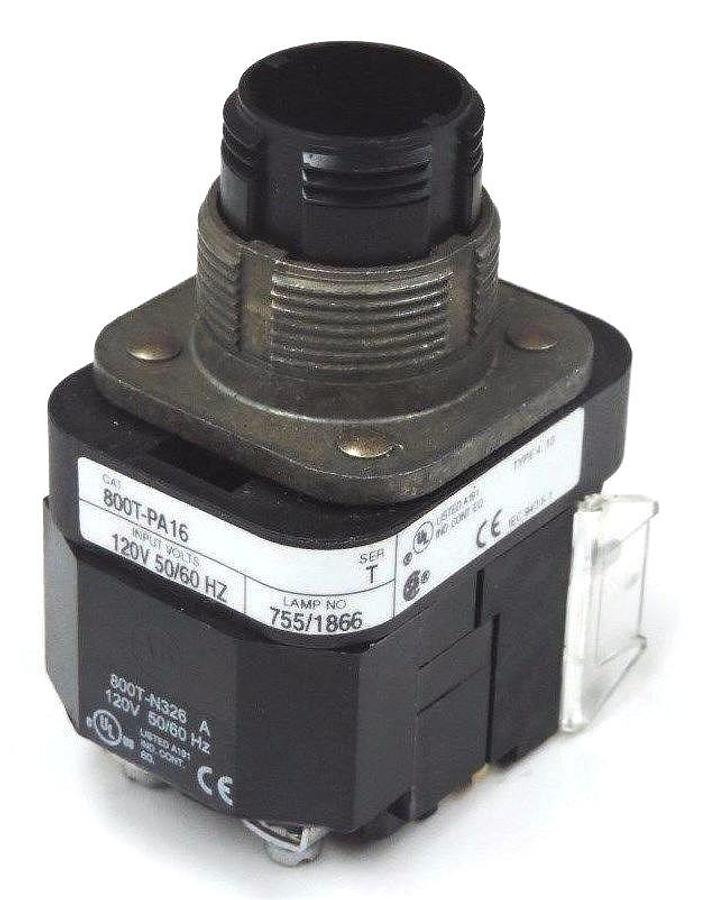Used ALLEN BRADLEY 800T-PA16 PUSHBUTTON 800TPA16 SER. T W/ 800T-N326 SER. A, 800T-XA