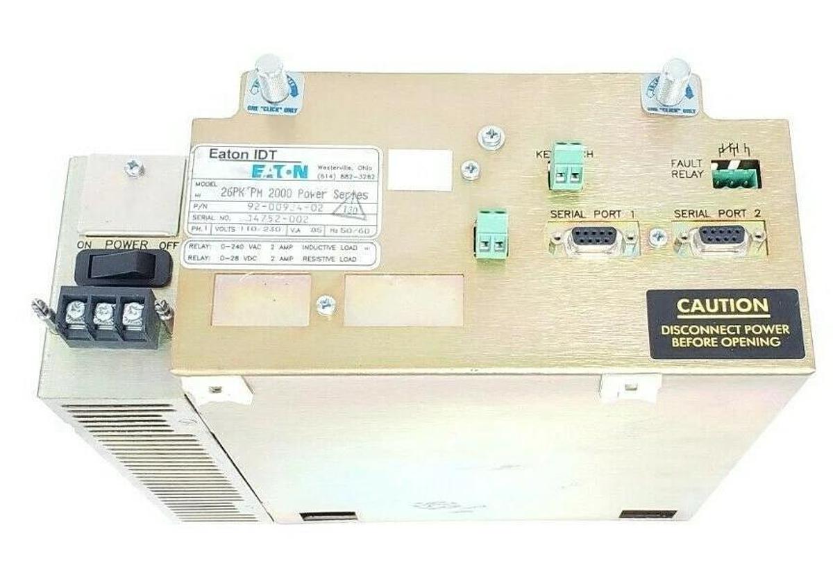 Used EATON IDT 26PK PM 2000 POWER SERIES CONTROL MODULE 92-00924-02 110/230V 85VA 1PH
