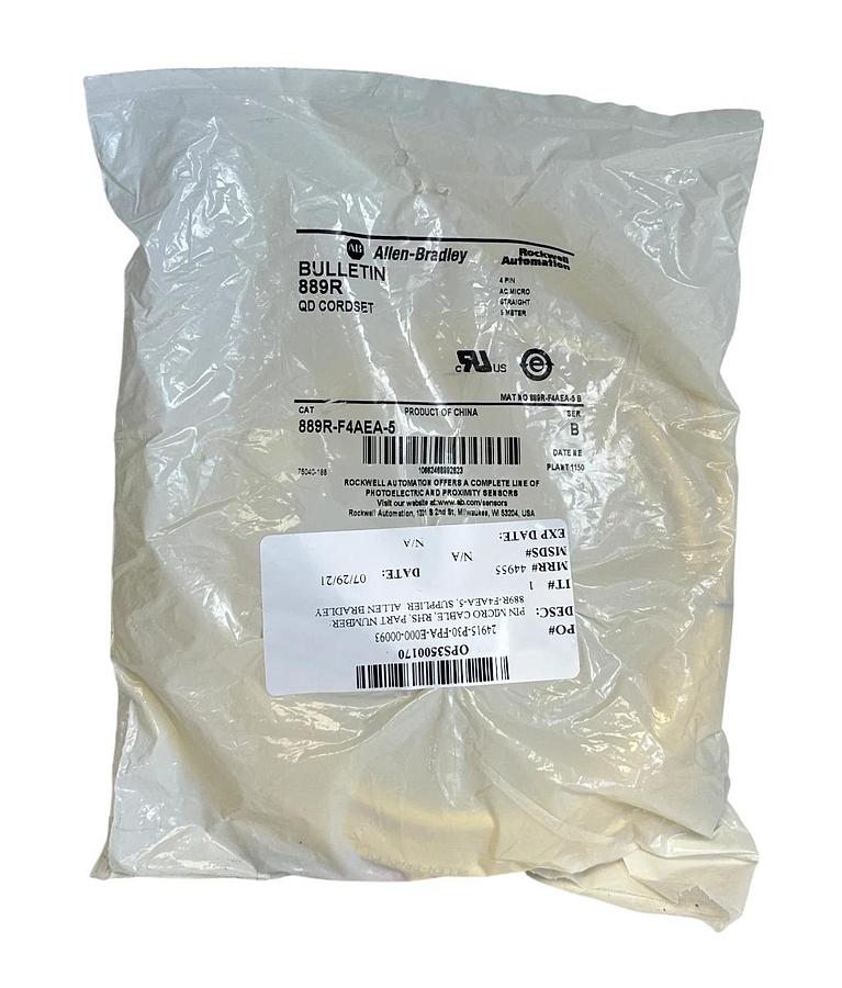 ALLEN BRADLEY 889R-F4AEA-5 /B BULLETIN 889R QD CORDSET 4-PIN AC MICRO 5M NSMP