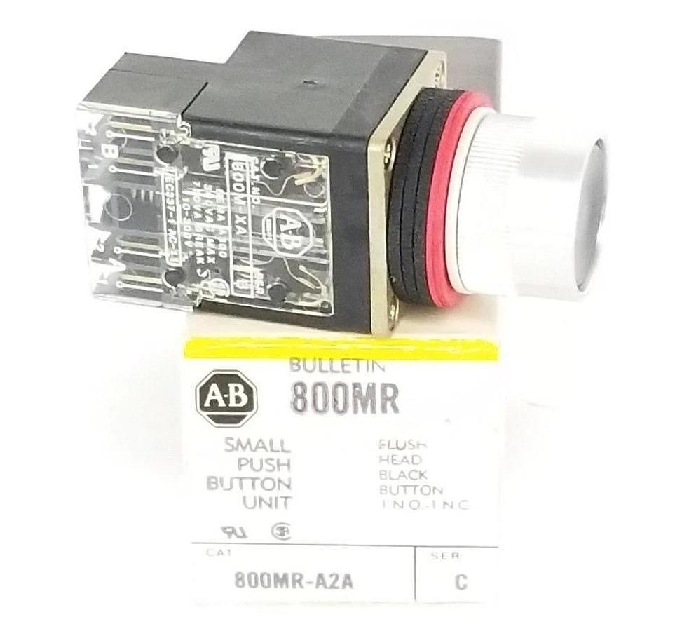 Used NIB ALLEN BRADLEY 800MR-A2A PUSH BUTTON UNIT BLACK BUTTON SER. C