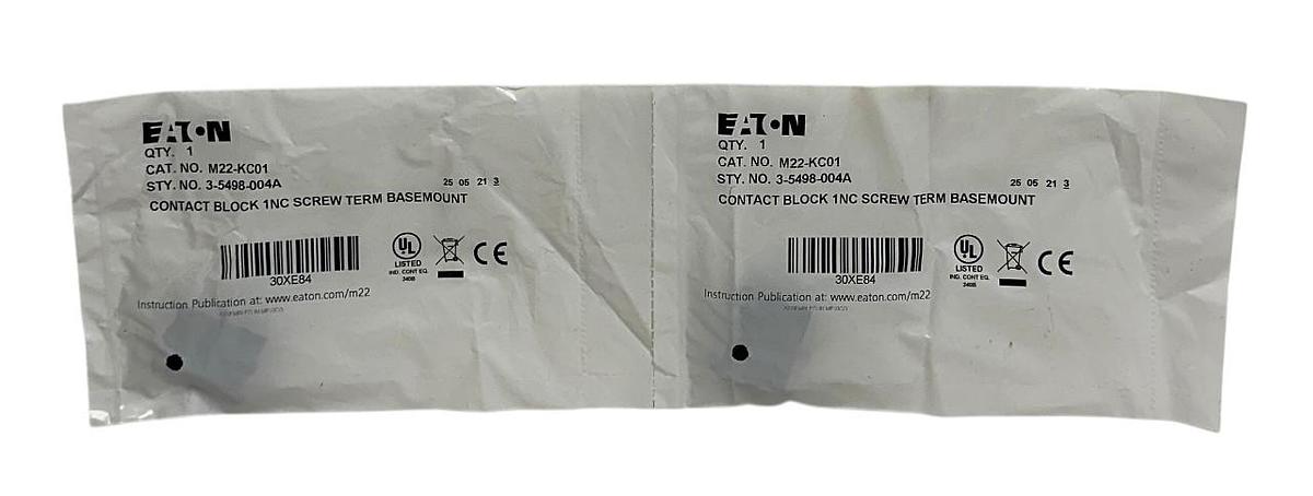 Used 2 EATON M22-KC01 / 3-5498-004A Contact Blocks 1NC Screw Terminal BASEMOUNT NSFS