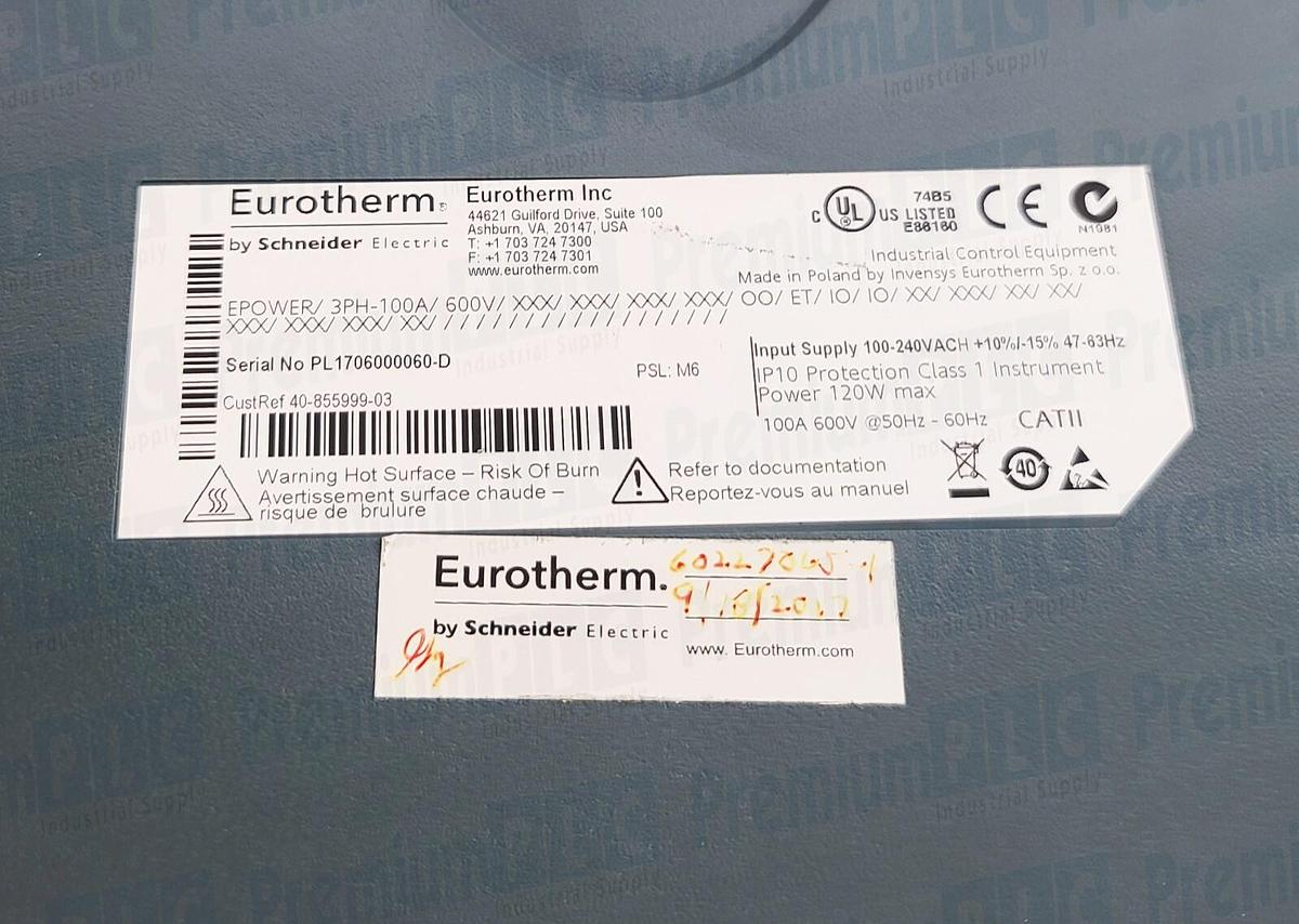 Used NEW EUROTHERM EPOWER/ 3PH-100A/ 600V/ SCR POWER CONTROLLER W/ MODBUS ETHERNET
