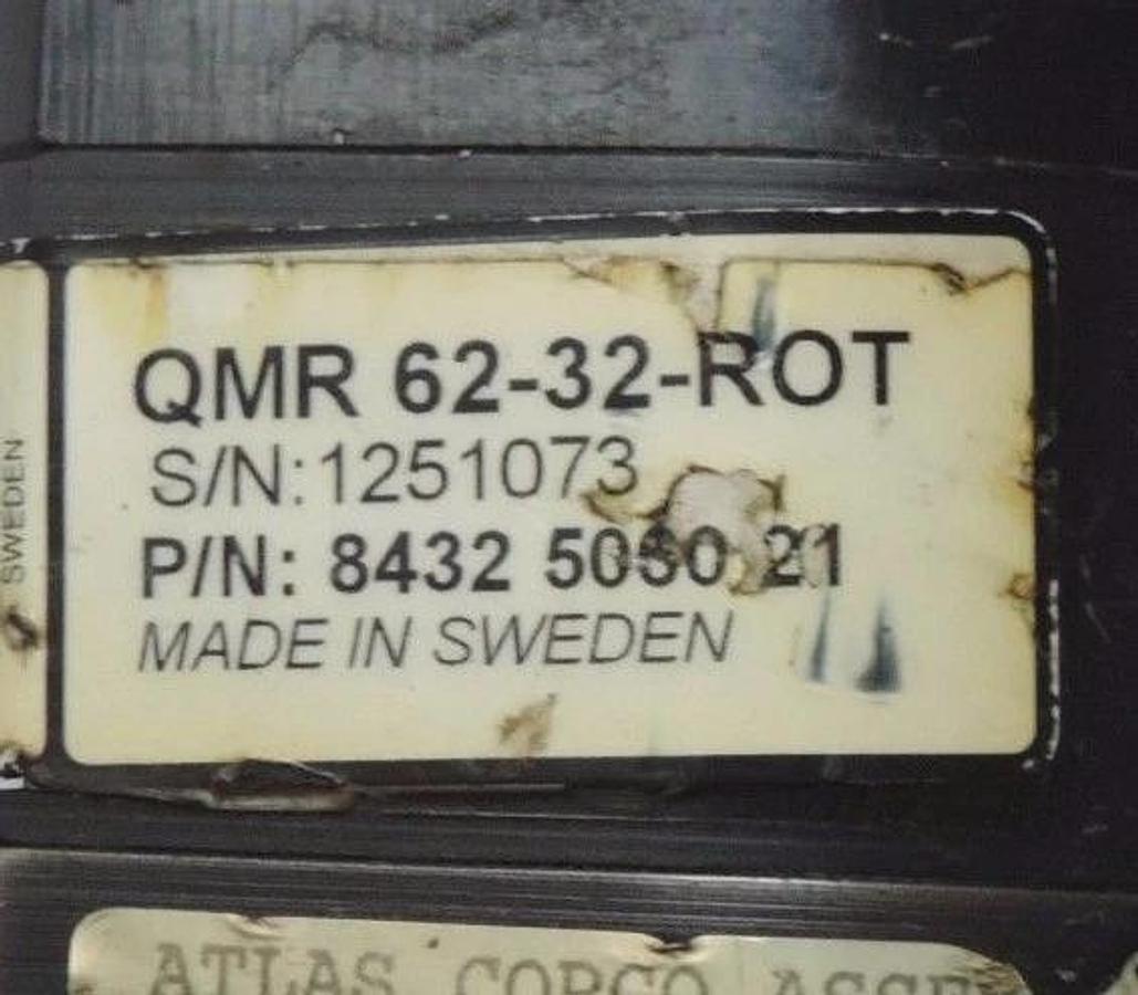 Used ATLAS COPCO QRT-62-200-O NUT RUNNER W/ BSM-28120A-R2.5 SERVO & QMR-62-32-ROT