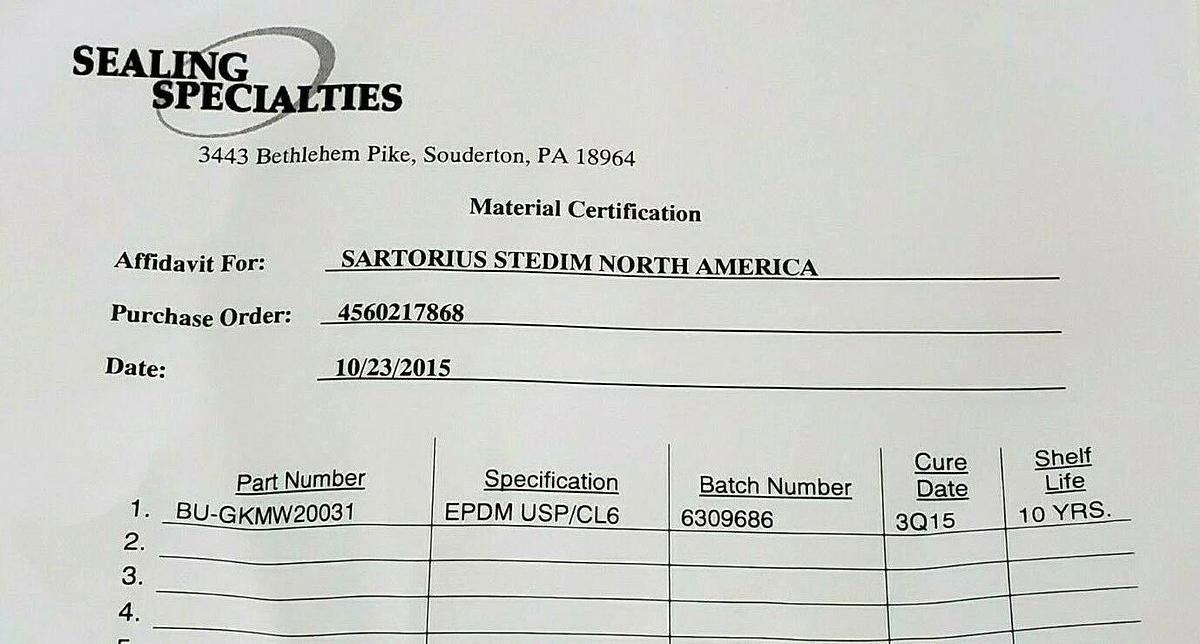 LOT OF 2 NEW SARTORIUS STEDIM BU-GKMW20031 SPLICED O-RINGS 17.812 X .375 USP/CL6