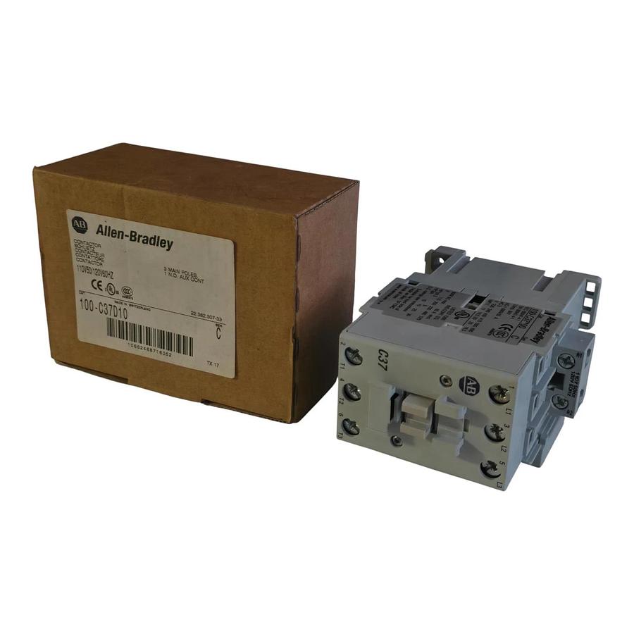 Allen Bradley 100-C37D10 /C 100-C IEC Contactor 3-P 37A 110/120VAC 1NO Aux Cont