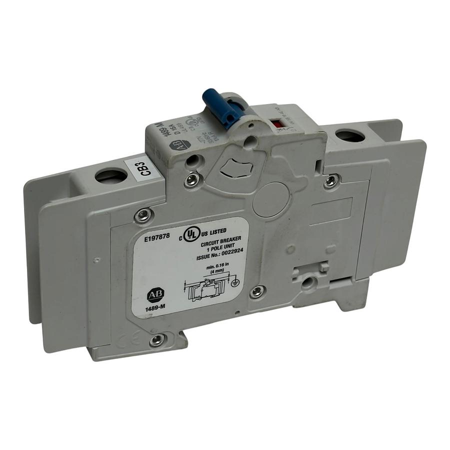 Used Allen Bradley 1489-M1D150 1 Pole 15A Miniature Circuit Breaker Series D UL489