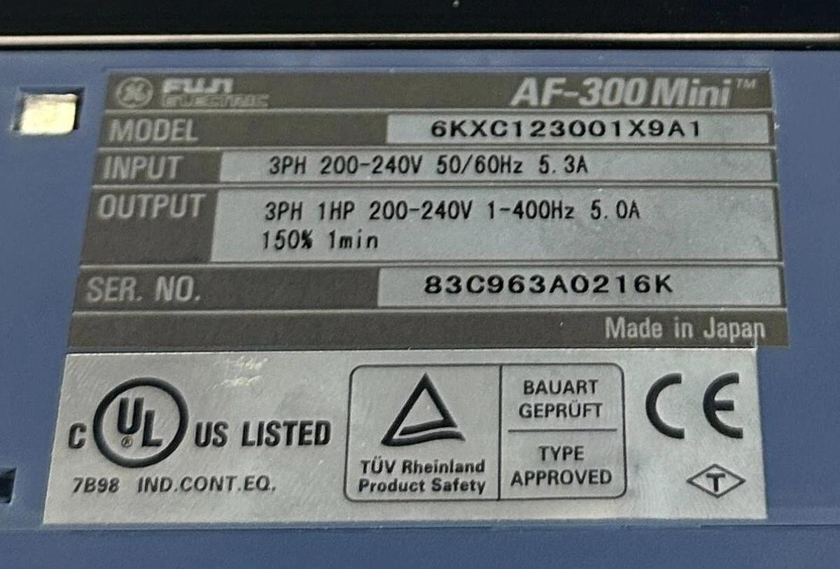 Used FUJI ELECTRIC 6KXC123001X9A1 / AF-300 Mini AC DRIVE 200-240V 3PH 5.3A 1HP USNP