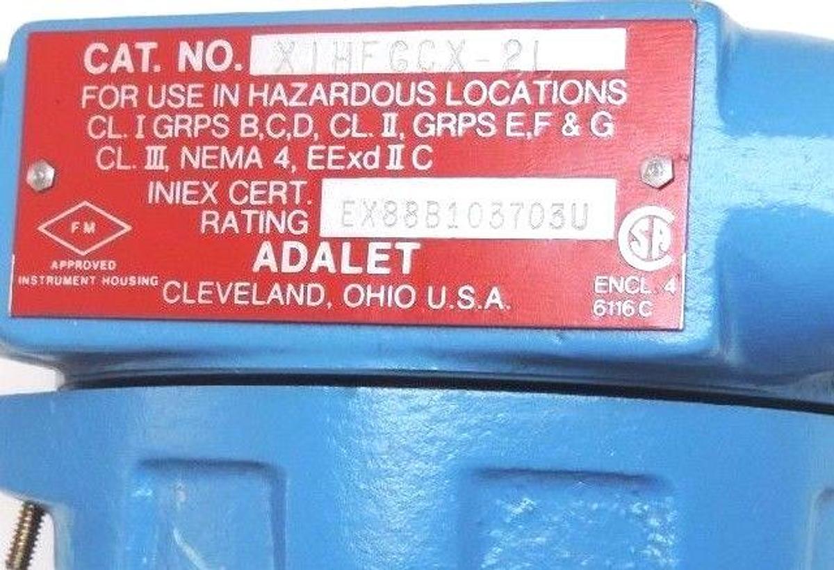 Used ADALET X1HFGCX-2L TRANSMITTER COMBUSTIBLE GAS MODEL X1HFGCX2L