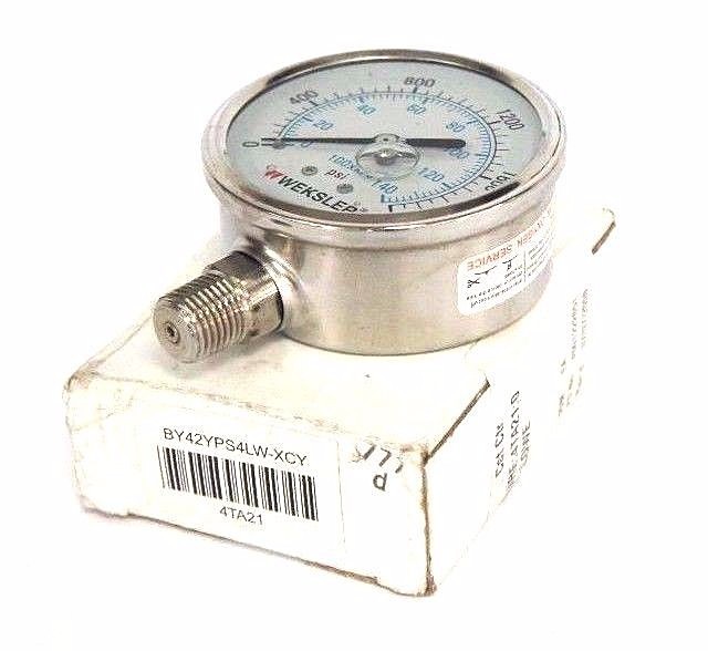 Used NIB WEKSLER BY42YPS4LW-XCY GAUGE 0-2000 PSI, 1/4" NPT, 2.5", BY42YPS4LW