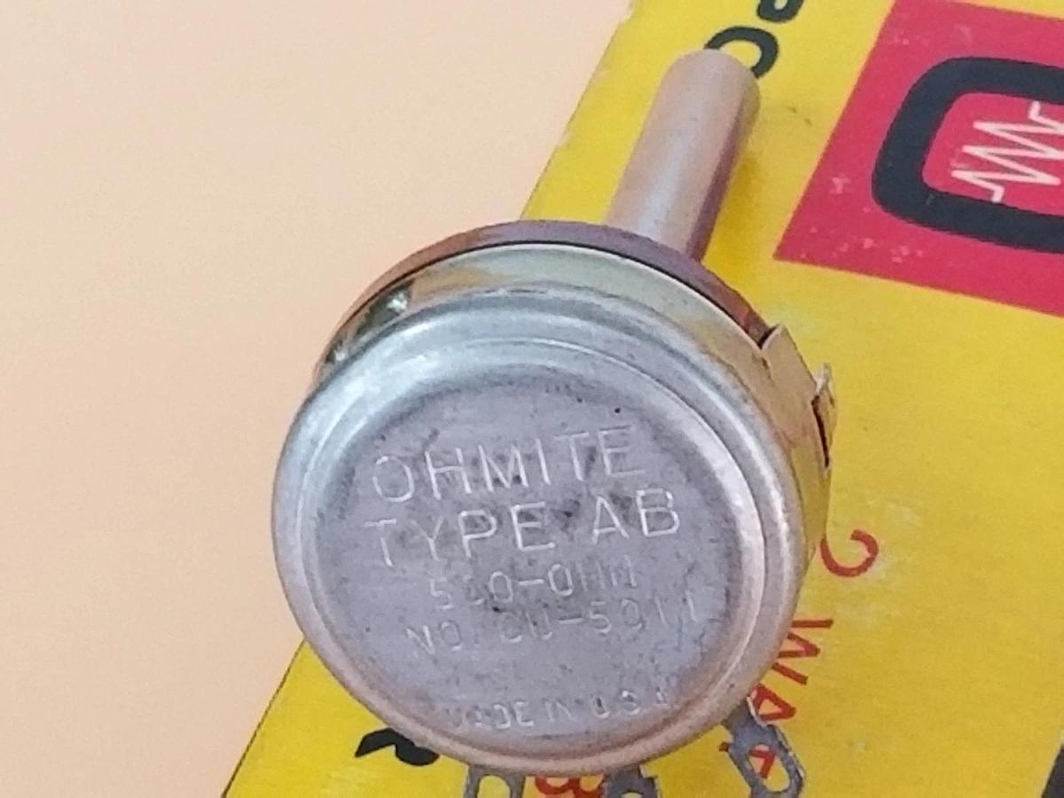 NIB OHMITE CU-5011 POTENTIOMETER 500-OHMS TYPE: AB U-LINEAR, CU5011