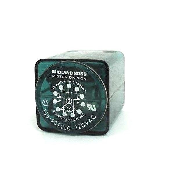 Used MIDLAND ROSS MIDTEX 155-93T2L0 RELAY 15593T2L0, 120VAC
