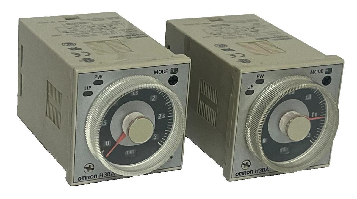 Used LOT OF 2 OMRON H3BA-N8H Multifunction Timer Relay 8-Pin 12-48VDC / 24-48VAC