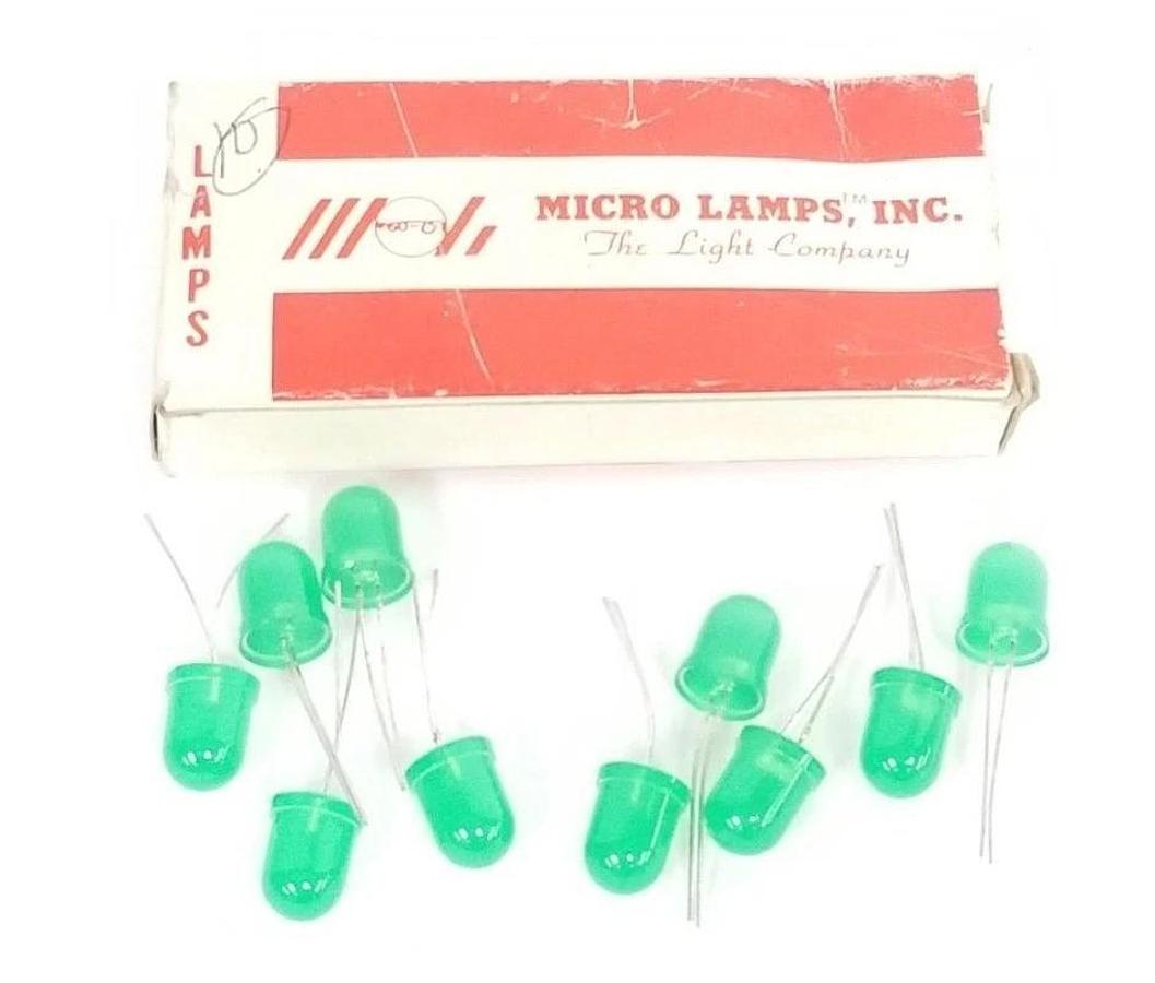 Used LOT OF 10 NEW MICRO LAMPS, INC. MLED-813-GD GREEN LAMPS MLED813GD