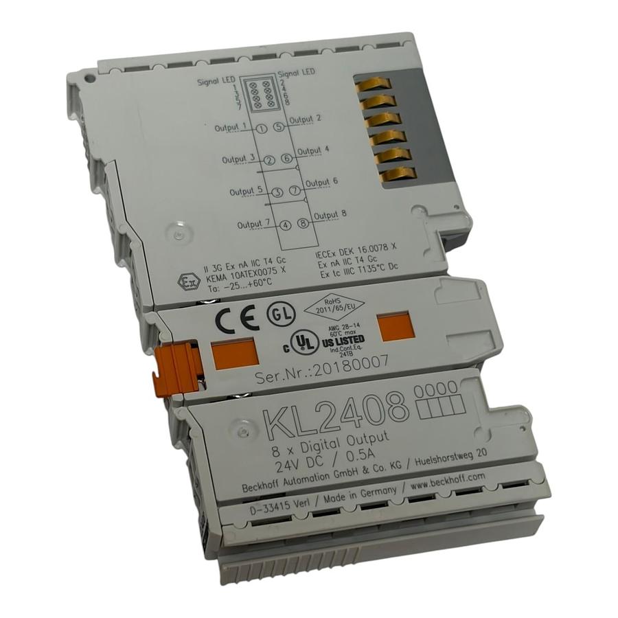 Used Beckhoff KL2408 Digital Output Module 8 Channel 24VDC 0.5A Bus Terminal New
