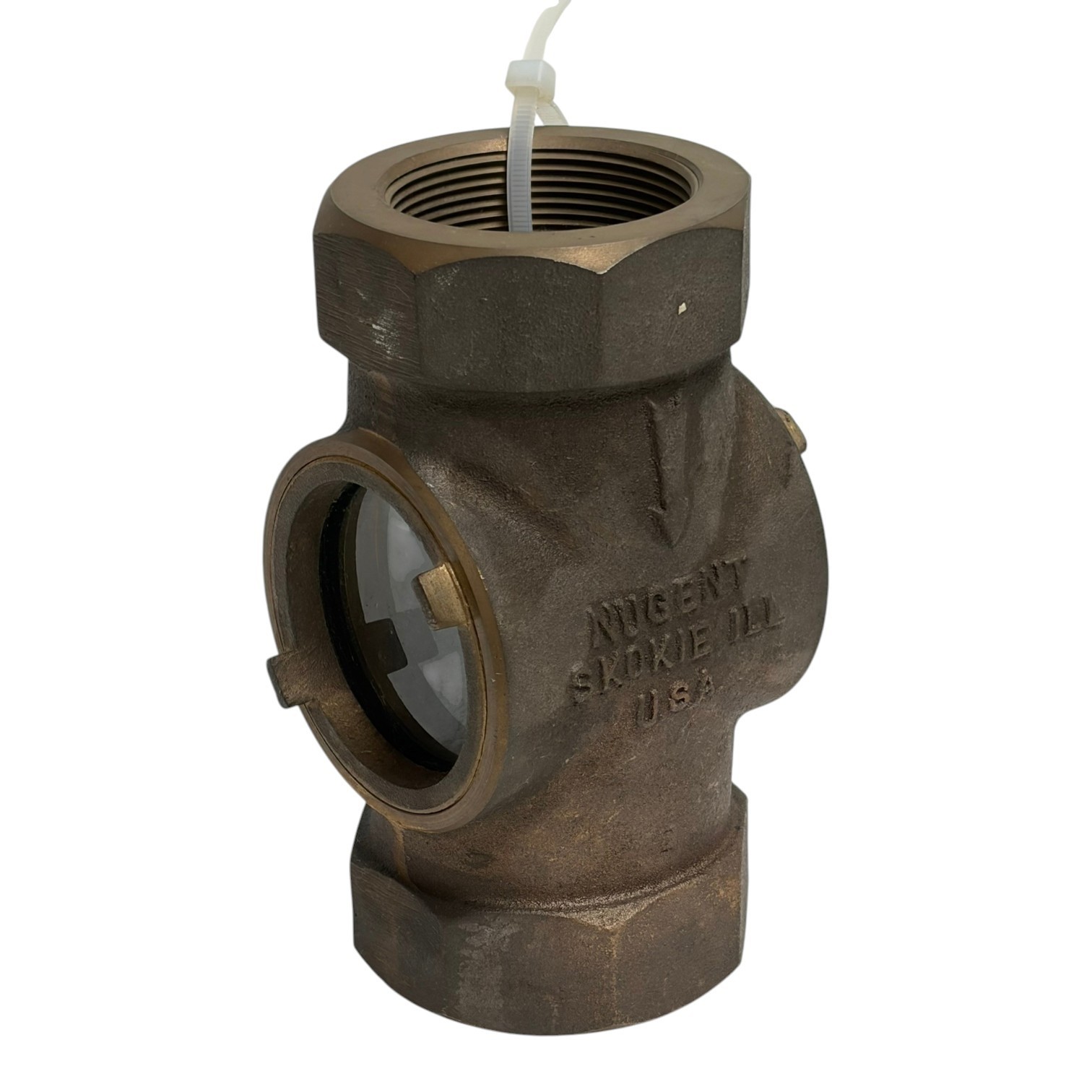 Used Nugent Skokie ILL 2 Inch NPT Heavy Duty Bronze Sight Flow Indicator New Surplus