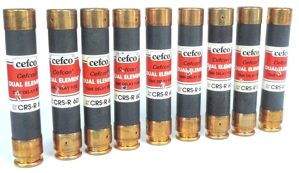 Used LOT OF 9 CEFCO CRS-R-60 DEFCON DUAL ELEMENT FUSES CRSR60 CLASS RK-5
