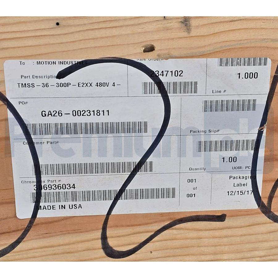 Chromalox TMSS-36-300P-E2-XX 480V 4-3PH 300kW Immersion Heater 155-306936-034