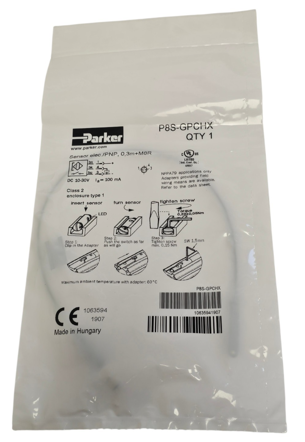 NEW PARKER P8S-GQCHX FLOW SENSOR PS8GQCHX 10...30V
