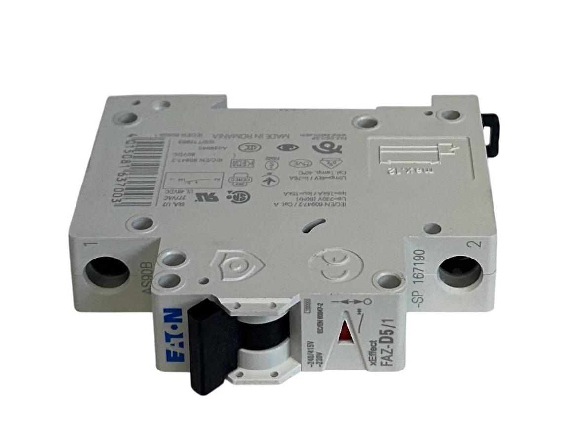 2 EATON FAZ-D5/1-SP / 167190 MOELLER SERIES CIRCUIT BREAKERS 5A 15kA 1-POLE NSMP