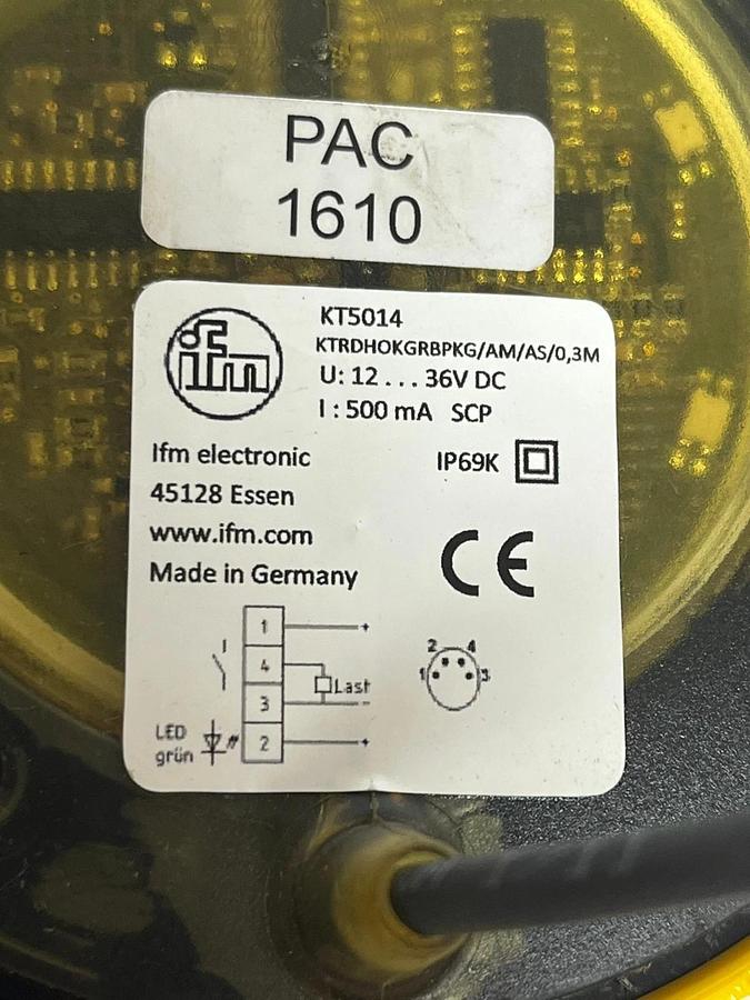 Used IFM Electronic KT5014 Capacitive Touch Sensor Button 12-36V DC IP69K