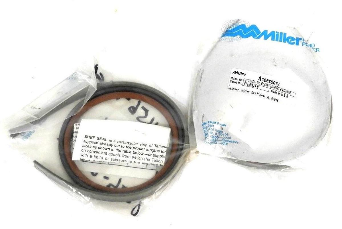 LOT OF 2 NEW MILLER FLUID POWER 191-KB001-100 KIT, BORE, 100MM, MH, W/WEAR RING