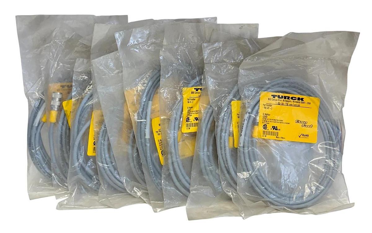 Used 10 TURCK RK 4T-2 / RK4T2 EURO FAST CORDSET CABLES SINGLE-ENDED 2M U2151 NSFS