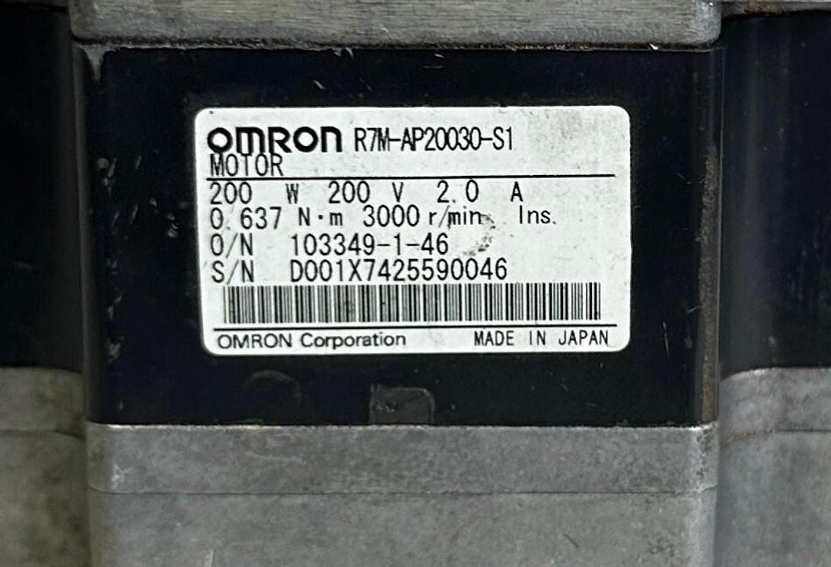 Used OMRON R7M-AP20030-S1 / R7MAP20030S1 SERVO MOTOR 200W 0.637Nm 2A 103349-1-46